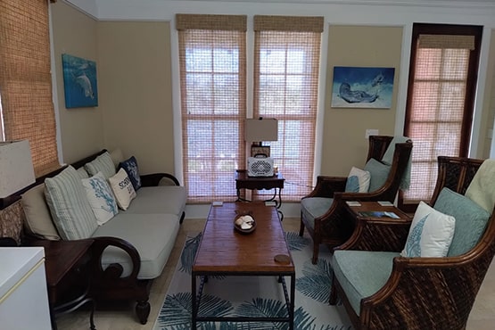 living room at Fish Talez cottage schooner bay